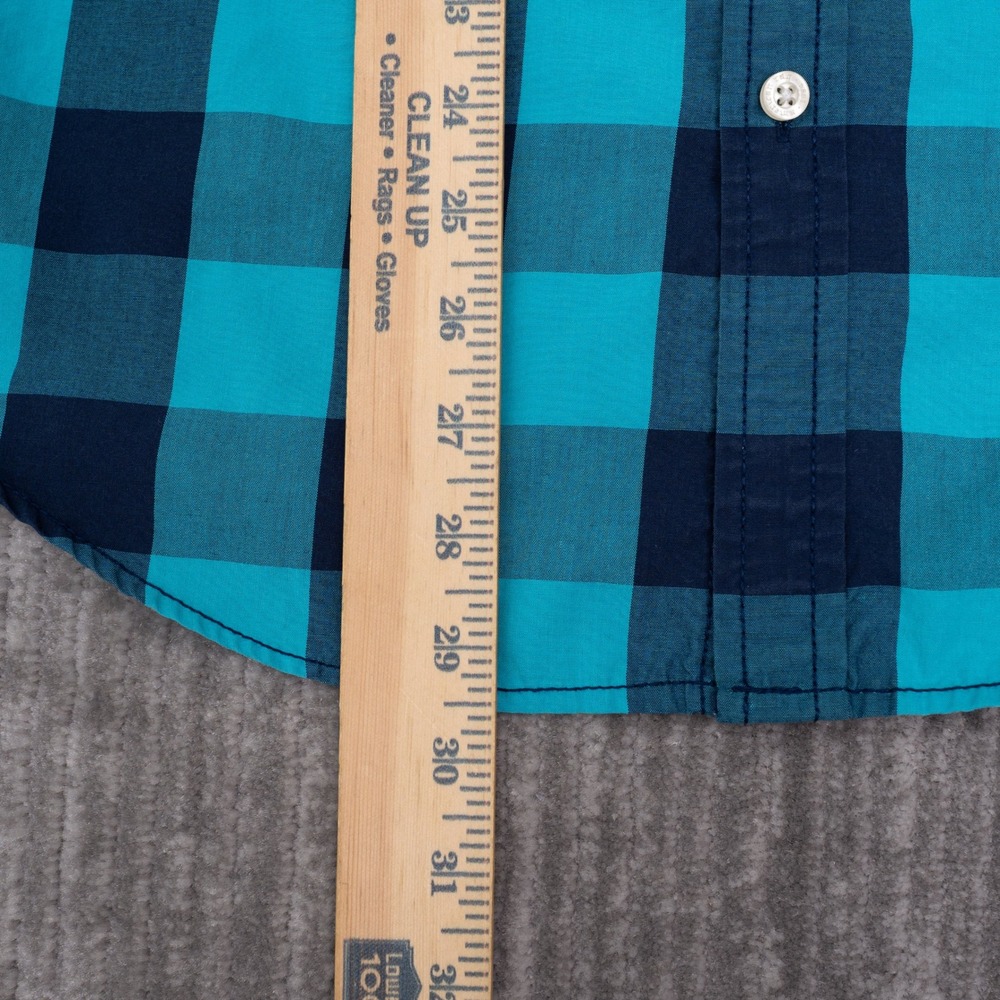 American Rag Button Up Shirt Mens Medium Blue Excellent Buffalo Plaid LongSleeve - Picture 3 of 9